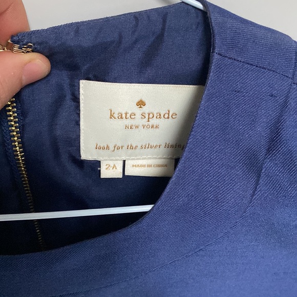Navy silk Kate Spade cap sleeve dress - Picture 6 of 6